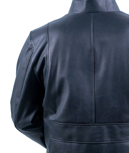 90 – Lederjacke mit Stehkragen – Mattschwarze Urban Edition