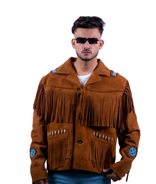 92 - Western Fringe Suede Jacket – Tribal Studded Edition