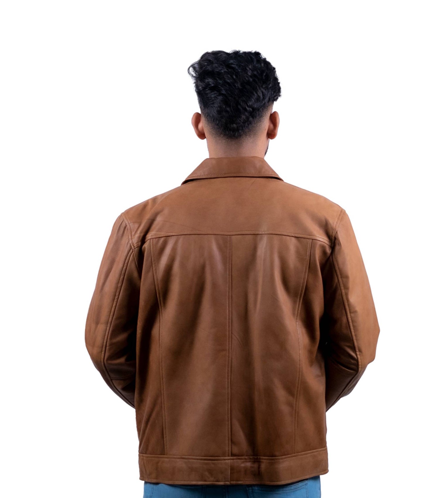 94 - Slim Black Leather Jacket – Snap Collar Classic