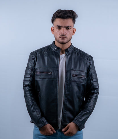 124 - Apex Roadster Leather Jacket – Classic Black
