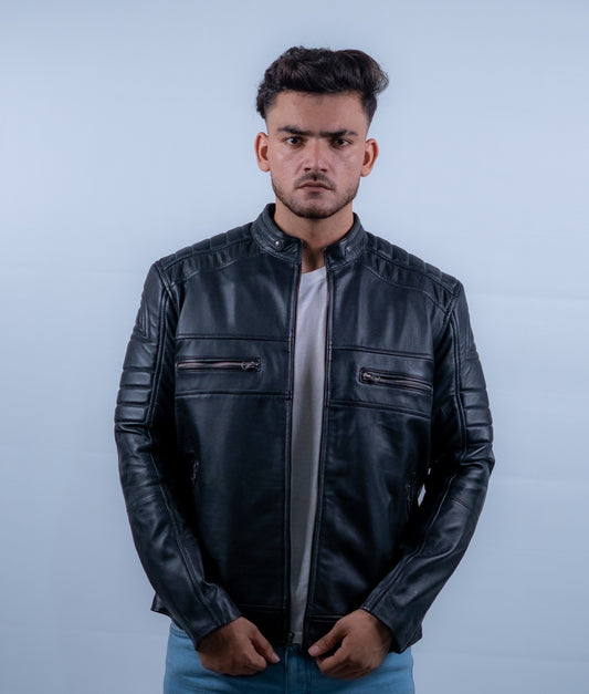 124 - Apex Roadster Leather Jacket – Classic Black