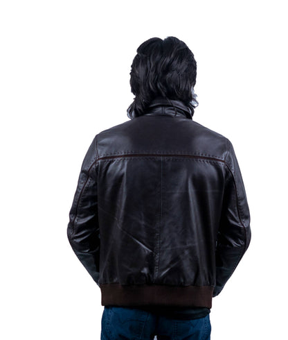 102 - Men’s Classic Brown Bomber Leather Jacket – Timeless Street Style