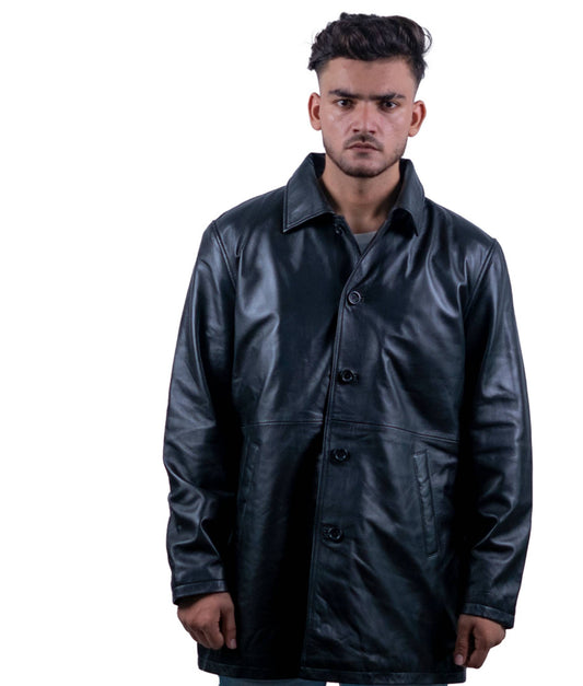 106 - Men’s Tactical Black Leather Jacket – Utility Inspired Streetwear