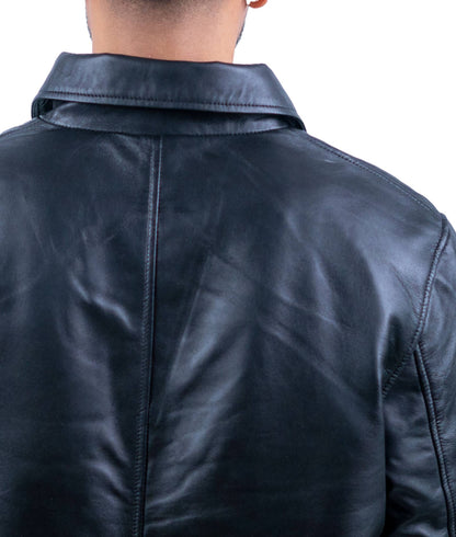 106 - Men’s Tactical Black Leather Jacket – Utility Inspired Streetwear