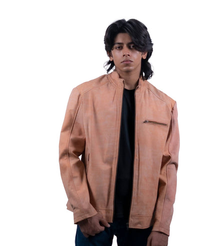 113 – Desert Tan Café Racer Jacke für Herren – Minimalistischer Roadwear-Klassiker
