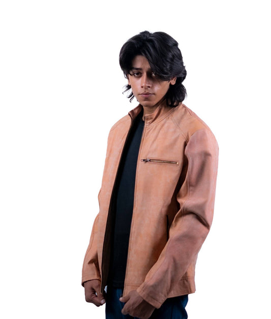 113 – Desert Tan Café Racer Jacke für Herren – Minimalistischer Roadwear-Klassiker