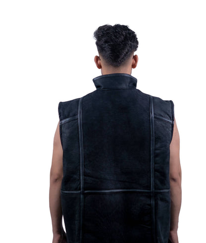 118 - Men’s Sleeveless Black Biker Vest – Raw Rider Edition