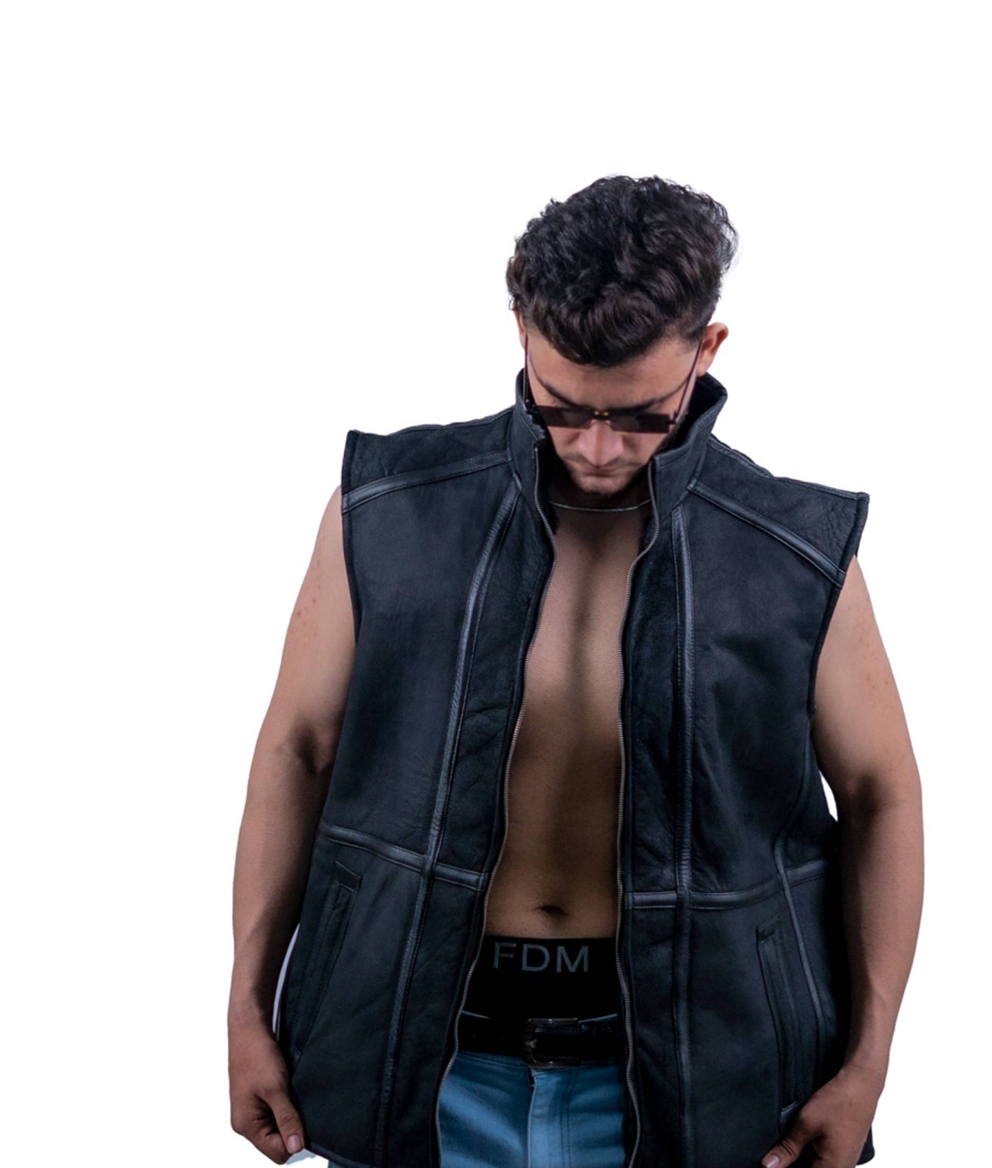 118 - Men’s Sleeveless Black Biker Vest – Raw Rider Edition
