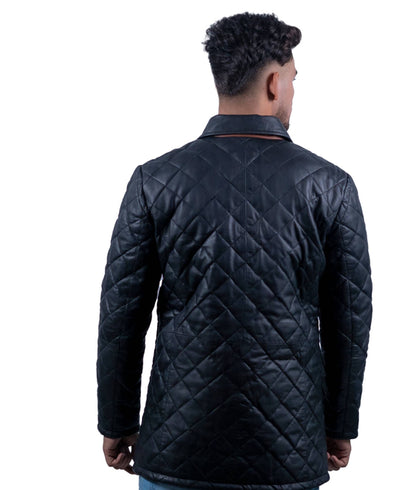 120 – Gesteppter langer Ledermantel für Herren – Heritage Stitch Edition
