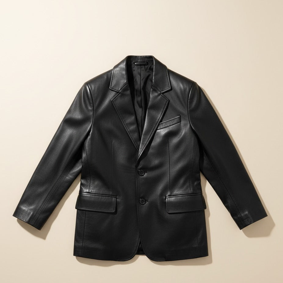 29 – Damen-Lederblazer in Espressoschwarz – Moderne Eleganz